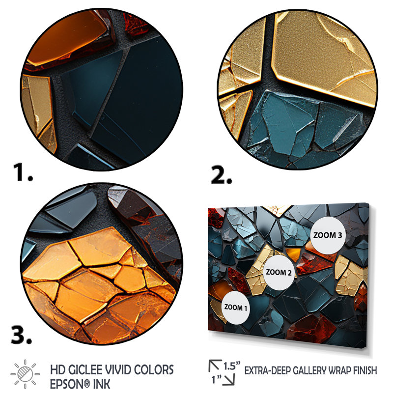 Cubic Mosaic Marble Tiles V - Décoration murale en marbre, Cadre flottant noir, H 16 po x l 32 po x P 1 po