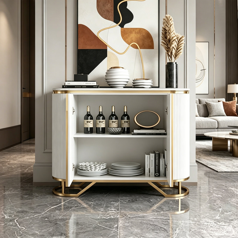 Buffet multifonctionnel de style italien, H 35,43 po x l 51,18 po x P 15,75 po, White