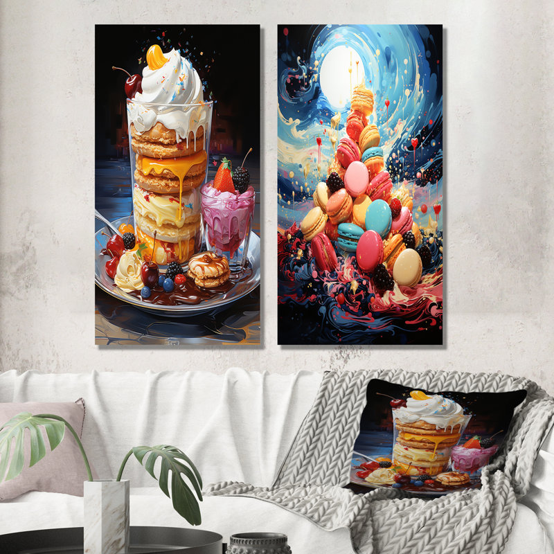 Popart Joyful Dessert Dream - Ensemble de 2 reproductions d'art sur toile, Toile tendue, H 28 po x l 25 po