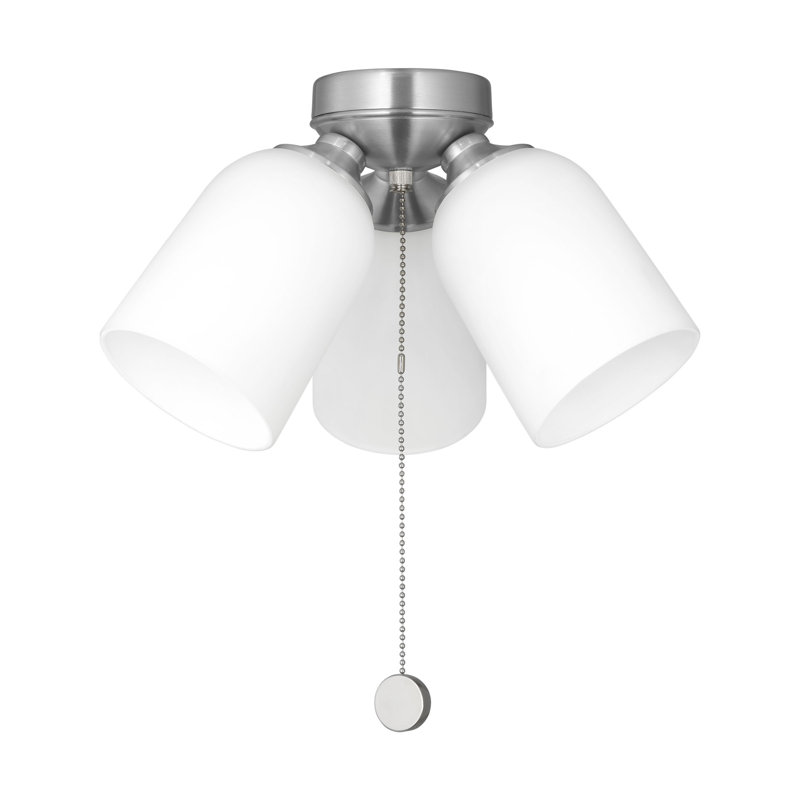 Visual Comfort Fan 3-light Dimmable Emile Ceiling Fan Light Kit in Midnight Black finish, Brushed Nickel