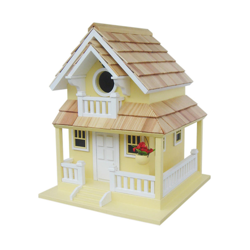 Yellow Pine Shingle Backyard Bird Cottage with Flower Boxes