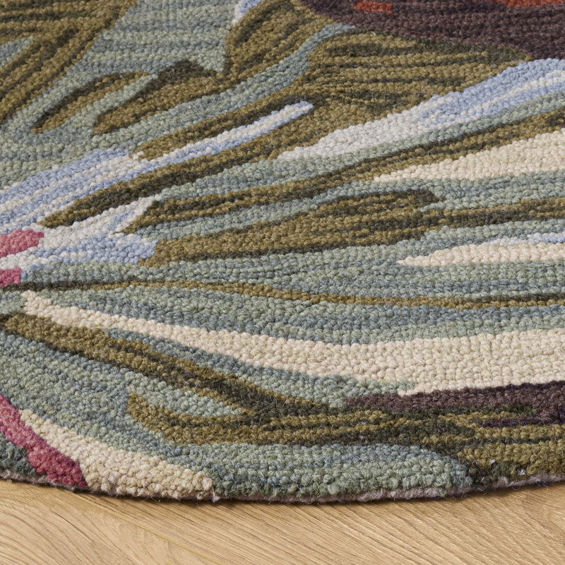 Tapis floral en laine touffeté à la main Arber Jardin, Rond 7 pi