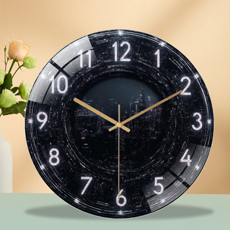 Horloge murale moderne en verre Cyberpunk City