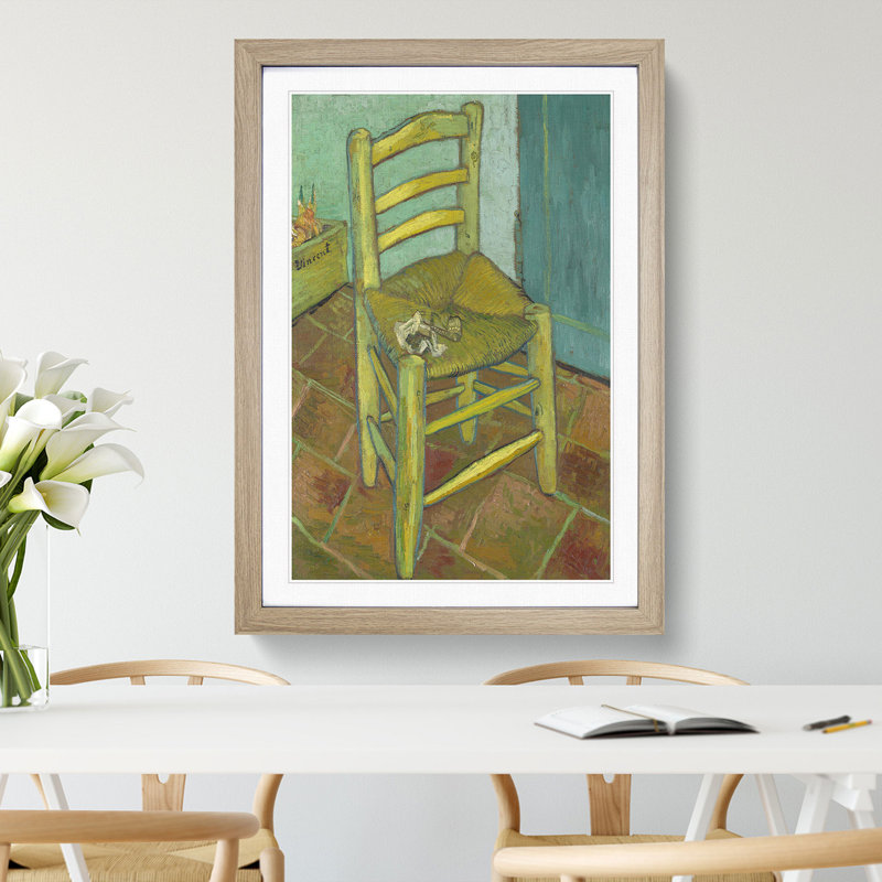 Vincents Chair by Vincent Van Gogh - Framed Print, 48cm H x 36cm W x 2cm D, Oak