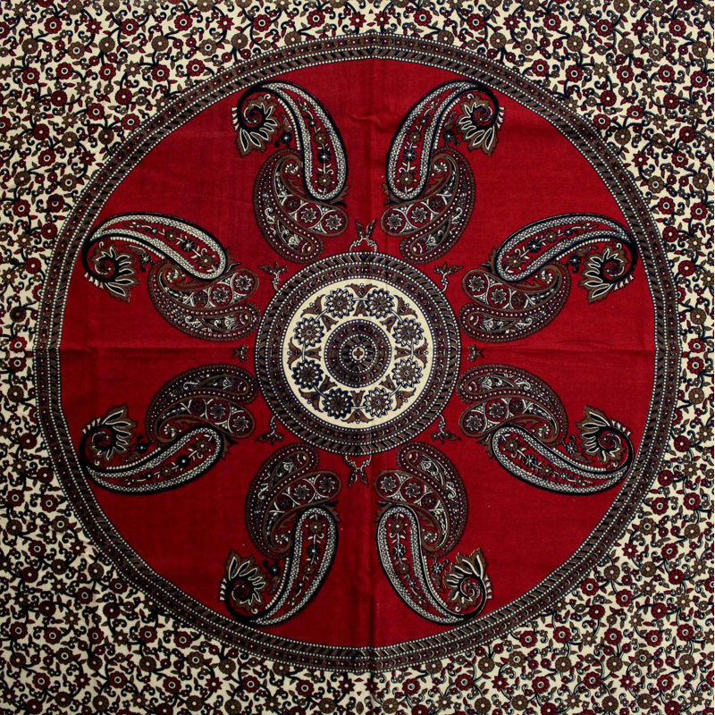 Tapisserie floral en coton motif cachemire, H 60 po x l 90 po, Rouge
