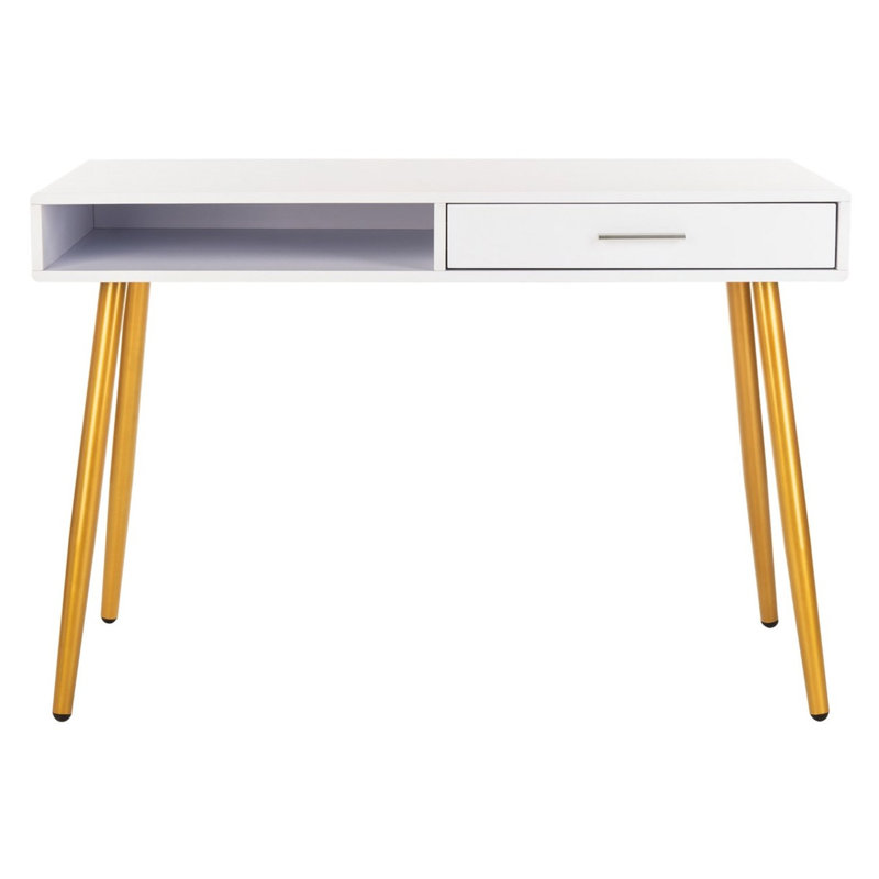 Saxatil Writing Desk, White/Gold