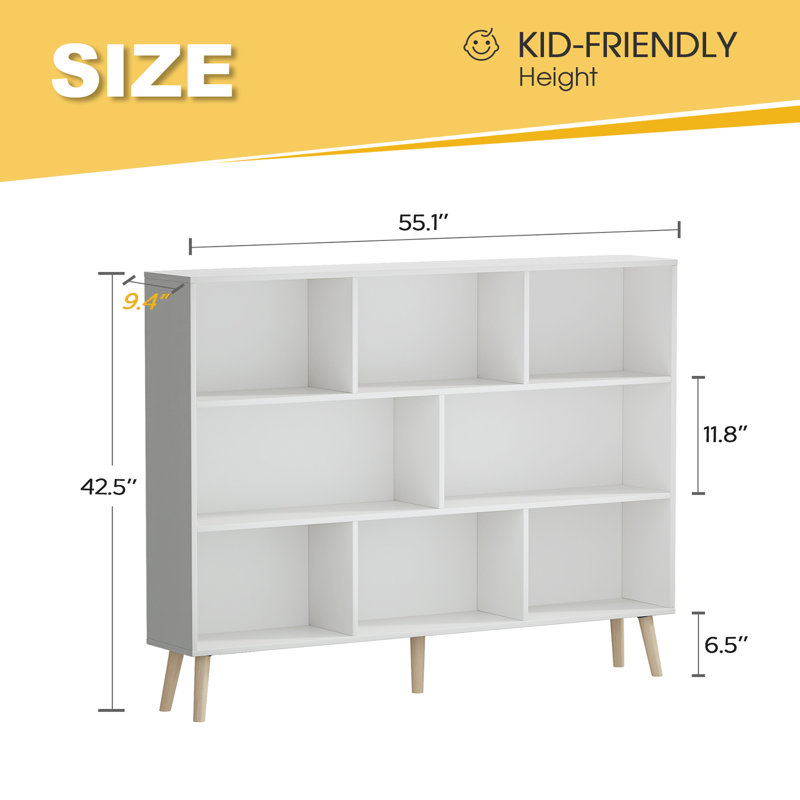Adisyn No Subject Bookcase, 55.1" H x 42.5" W x 9.4" D, French White