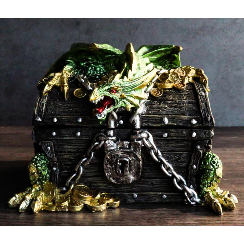 Boîte à bijoux décorative or et vert