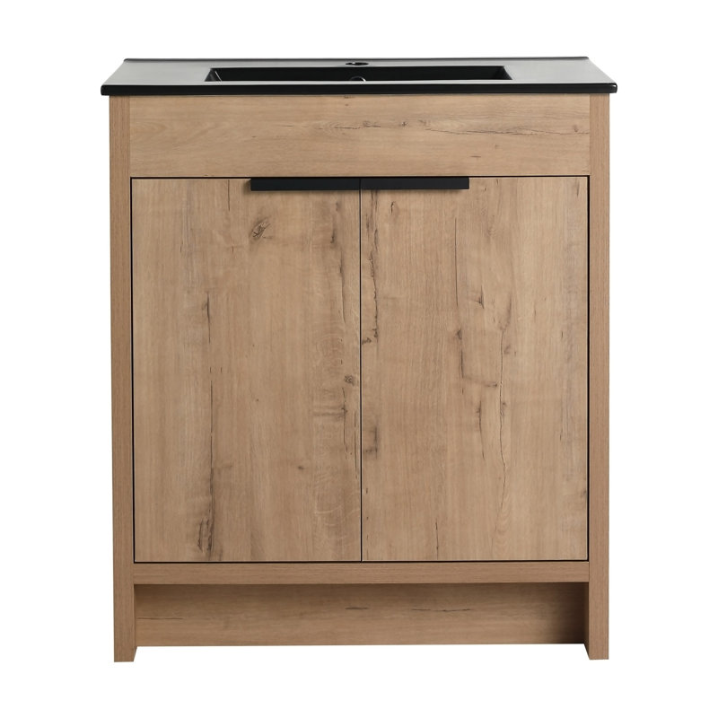 Armoire de salle de bain autoportante 30 po avec lavabo et 2 portes à fermeture douce