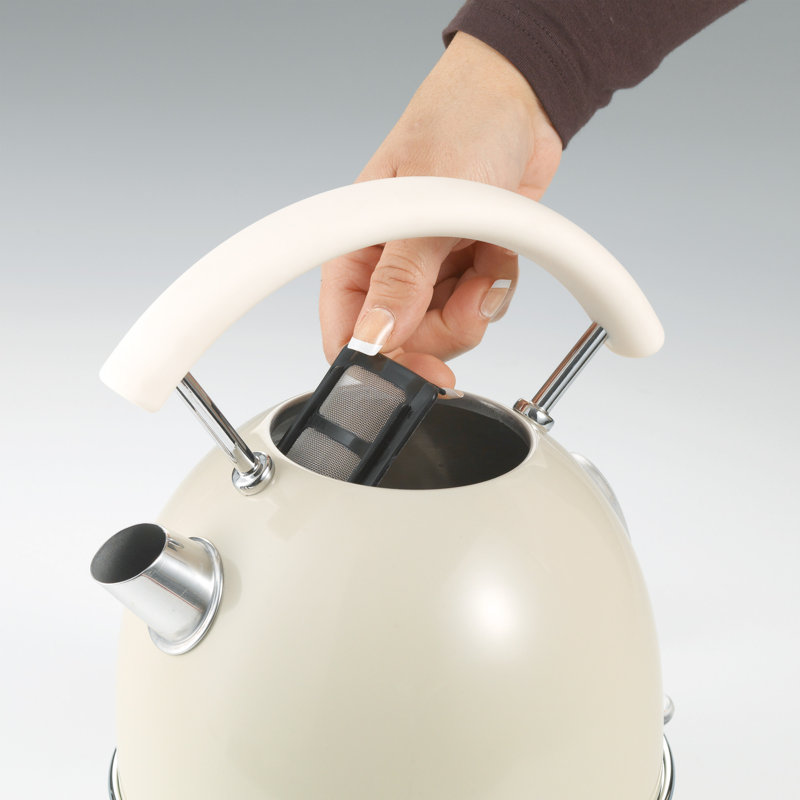Ariete Vintage 1.7L Stainless Steel Dome Kettle with 2 Slice Toaster and 12 Cup Coffee Machine Set, Cream