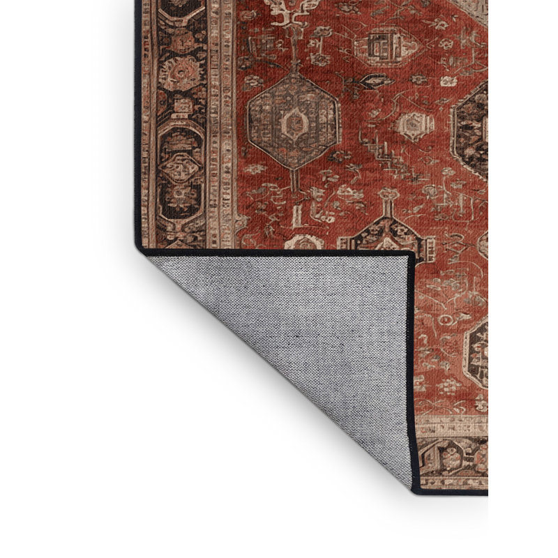 Tapis brun lavable à la machine, Rond 5 pi