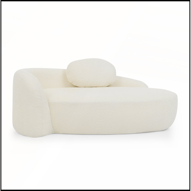 Canapé-lit simple moderne ovale avec dossier intégré et coussin pour le salon ou la chambre à coucher, Beige