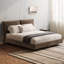 Guyii Modern Super King Dark Brown Platform Bed Frame 180 x 200 cm with Wingback Headboard-120392645