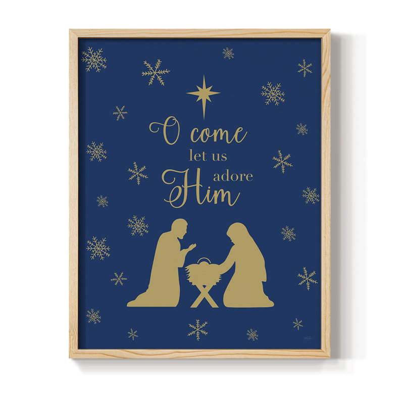 «Come Let Us Adore him», reproduction encadrée - bois massif, Naturel, H 11 po x l 9 po