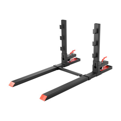 Pallet Forks, 1814 kg Clamp on Pallet Forks, 149 cm Total Length Heavy-Duty Tractor Fork with Anti-Tilt Bar & Adjustable Stabilizer Bar, Fit for Loader Bucket Skid Steer Tractor, Black