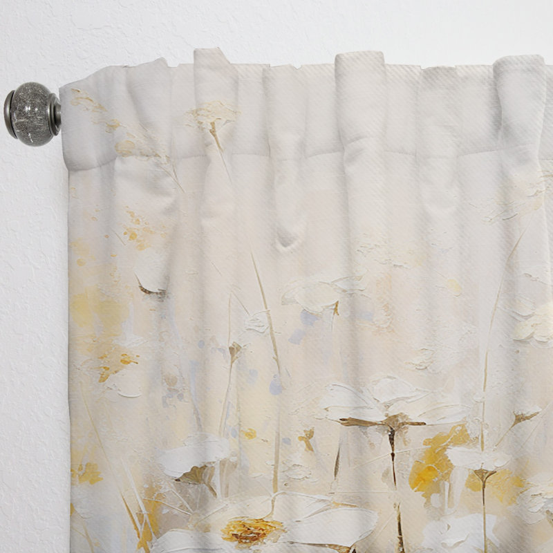 Kierstynn Beige Wildflowers Breeze V - Wildflowers Curtain - Velvet Room Darkening - 1 Panel, 52" W x 63" L