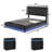 3-Pieces Bedroom Sets PU Storage Bed with LED Lights and USB charger,Nightstands Set of 2  with Charging Station and LED Lights