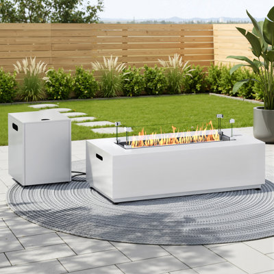 Table de foyer d'extérieur sans fumée en fer au propane rectangulaire 42 po avec réservoir de carburant caché, couvercle et couvercle, compatible avec le gaz naturel (tuyau non inclus)