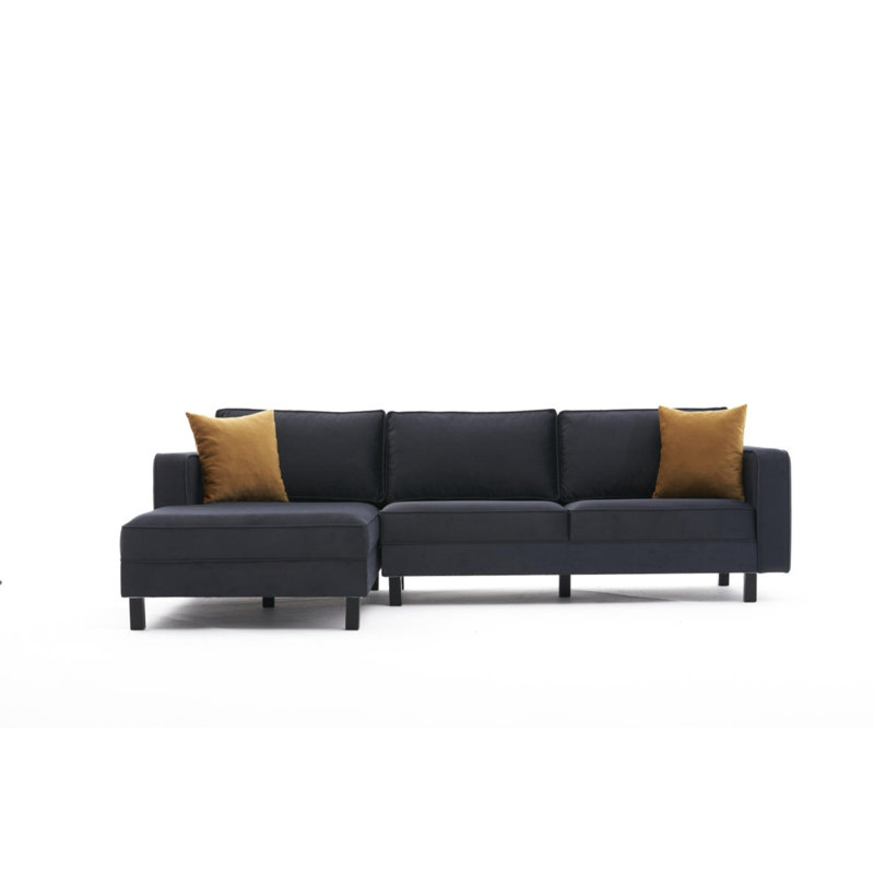 Canapé modulaire rembourré Bre, 100% polyester anthracite / velours, Accoudoir à gauche (vu de face)