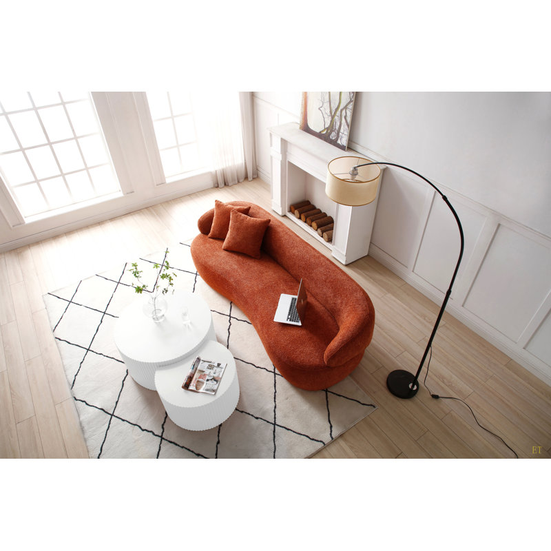 Canapé courbé Mid-Century moderne, canapé 3 places Cloud, Orange
