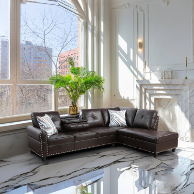 Canapé modulaire en cuir 2 pièces Morgynn
