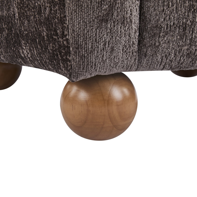 Alonzo Upholstered Club Chair with Round Wooden Legs, Dark Brown