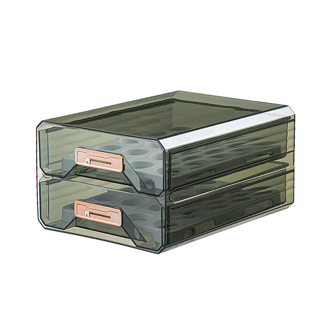 Double Layer Fridge Egg Trays 40 Grids Drawer Style Egg Organizer Stackable Eggs Organizer For Organizers And Storage