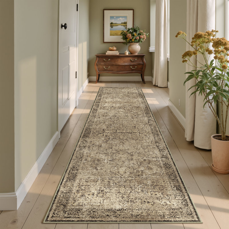 Ladonya Versatile Elegance Machine Washable Area in Brown, Runner 2' x 8'