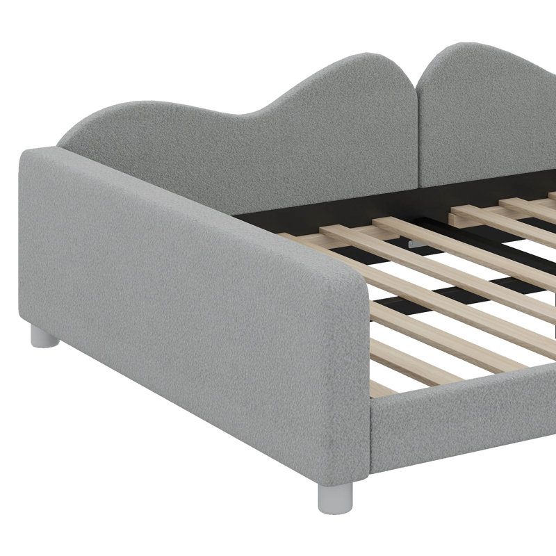 Upholstered Sofa Bed With Cloud-Shaped Backrest, Gray, Full