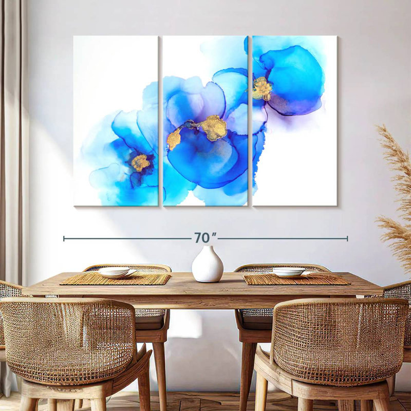 Avery Abstract Blue Flower, 28" H x 45" W