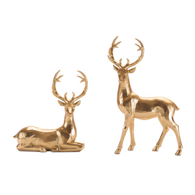 Figurine métallique cerf (ensemble de 2)