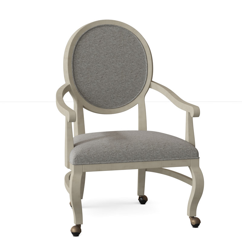 Oakland Upholstered King Louis Back Arm Chair, 8789 Indigo, Almond Buff