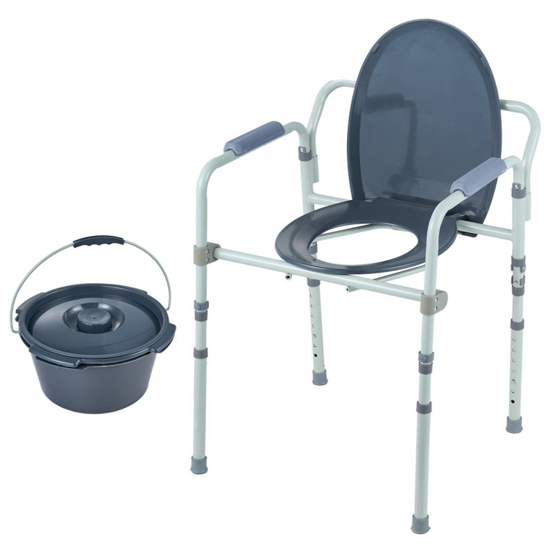 Chaise de commode, commode de chevet avec siège de toilette plus large, hauteur réglable à 7 niveaux