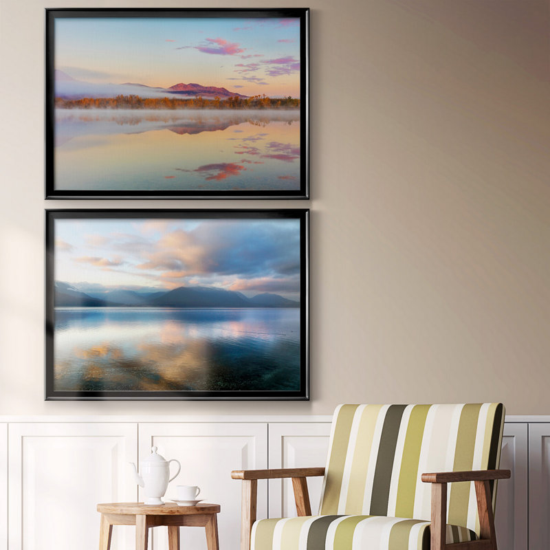Toile encadrée de qualité supérieure Waterton Lakes - prête à être accrochée, Noir, H 30,5 po x l 42,5 po x P 3 po