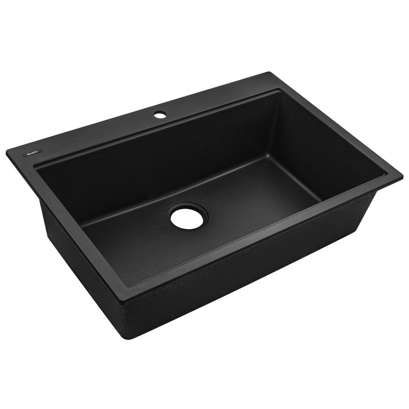 33" L x 22" W Dual Mount Kitchen Sink, 1, Midnight Black