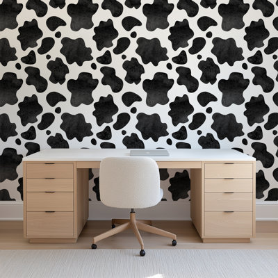 Papier peint peau de vache noir et blanc