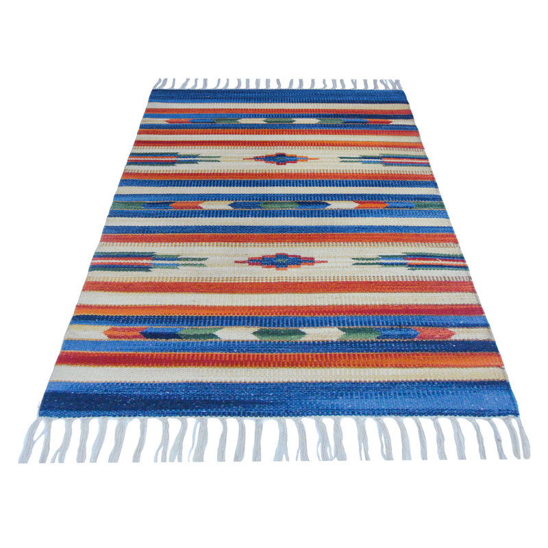 Country Southwestern Cotton Hand Woven Area Rug, Rectangle 60 x 90cm