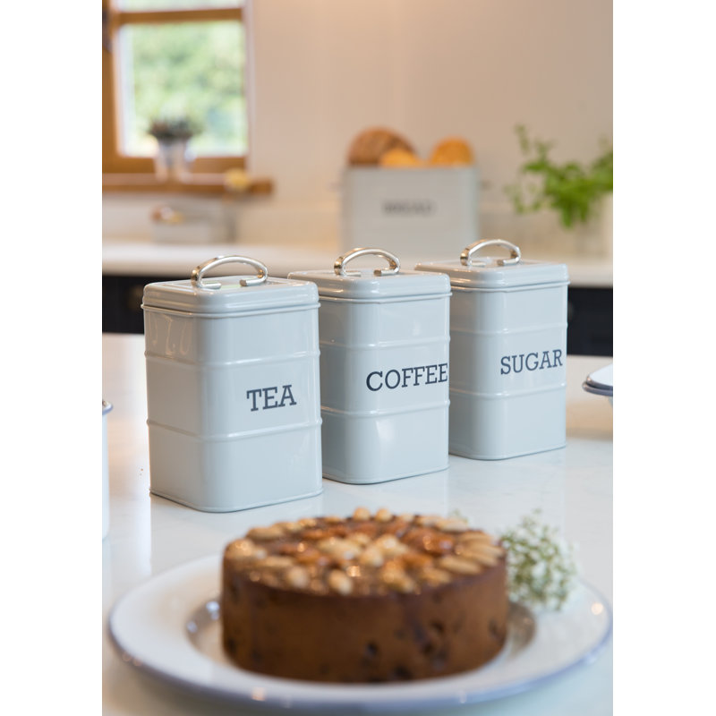 Living Nostalgia Coffee, Tea, and Sugar Canisters, French Grey