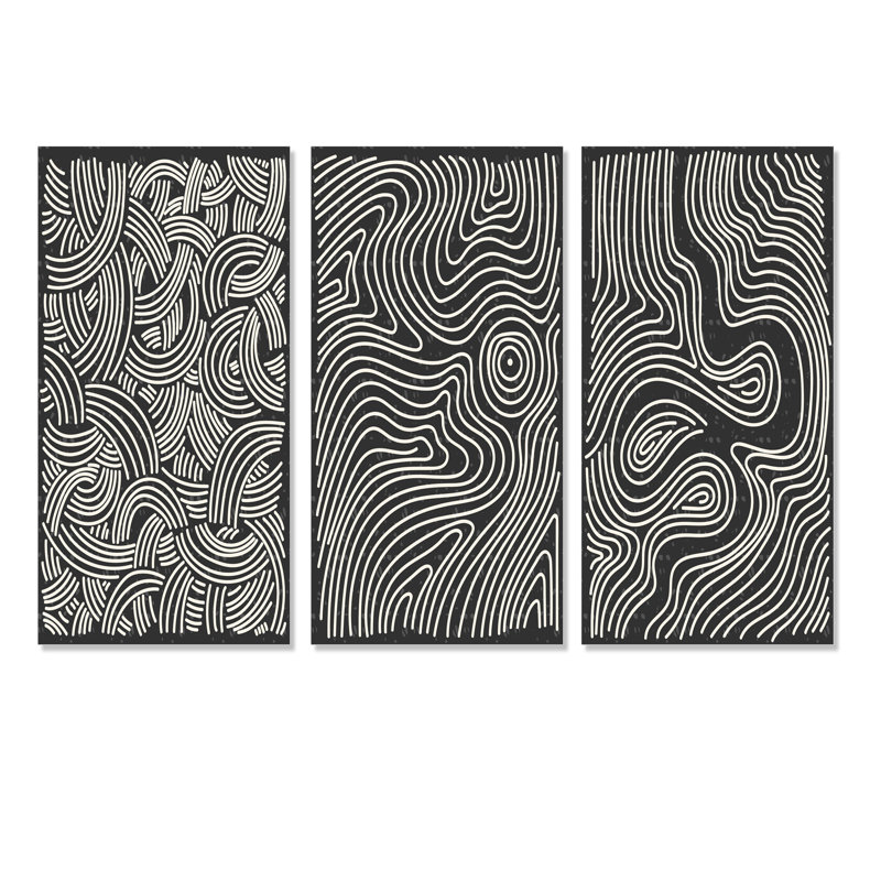 Ensemble de 3 pièces japonaises, rétro, rétro, rétro, art moderne III, L 60 po x H 40 po