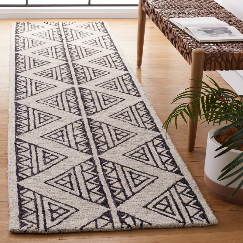 Armanii Metro Hand Tufted Wool And Cotton With Latex Geometric Rug, Runner 2'3" x 9'