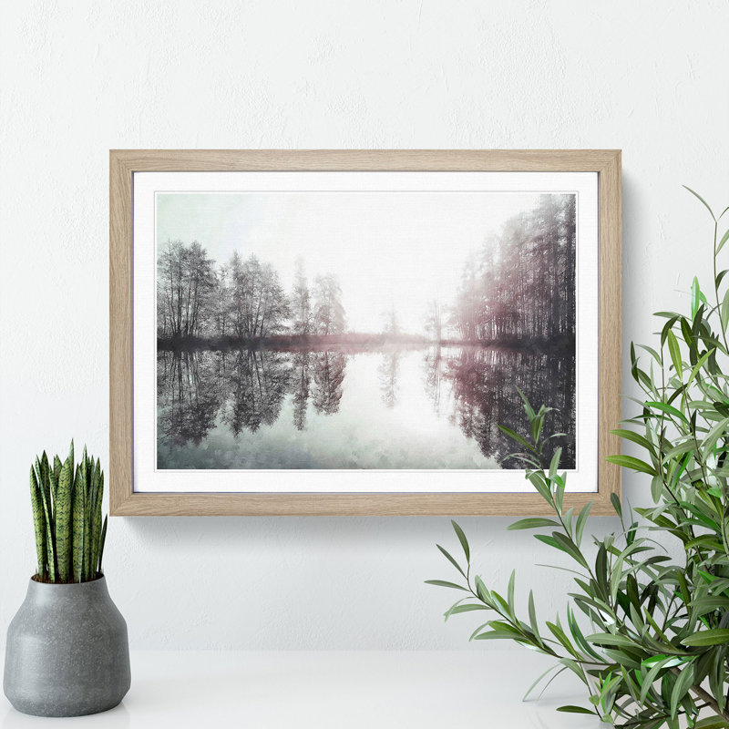 Foggy Sunrise in Germany - Picture Frame Graphic Art Print, 24cm H x 33cm W x 2cm D, Oak Framed