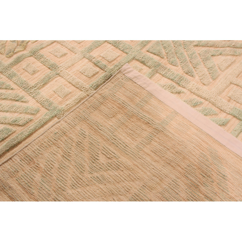 Hand Knotted Wool Geometric Area Rug, Rectangle 9' x 12'