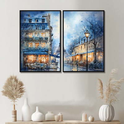 Grey Urban Parisian Street III - Black Traditional Wall Decor 2-Pieces