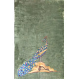 Antique Artistic Peacock Design Wool Pile Hand Knotted Seafoam Color Chinese Deco Rug
