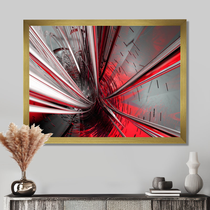 « Fractal 3D Deep into Middle » - Impression d'art graphique, H 30 po x l 40 po, Impression encadrée, Or