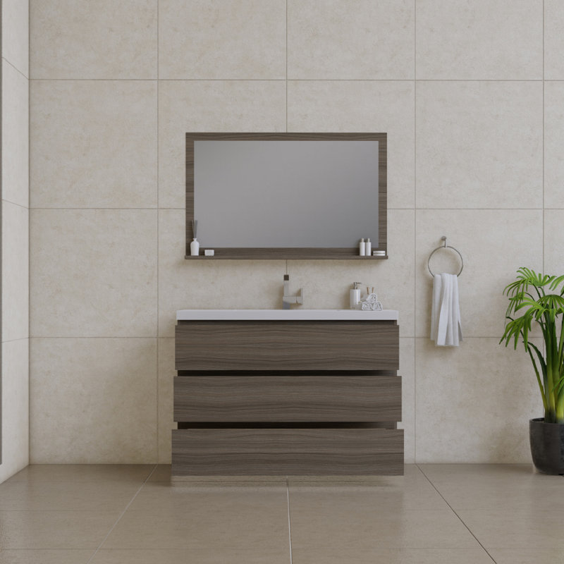 Ensemble de meuble-lavabo simple 42 po Esquina, Gris