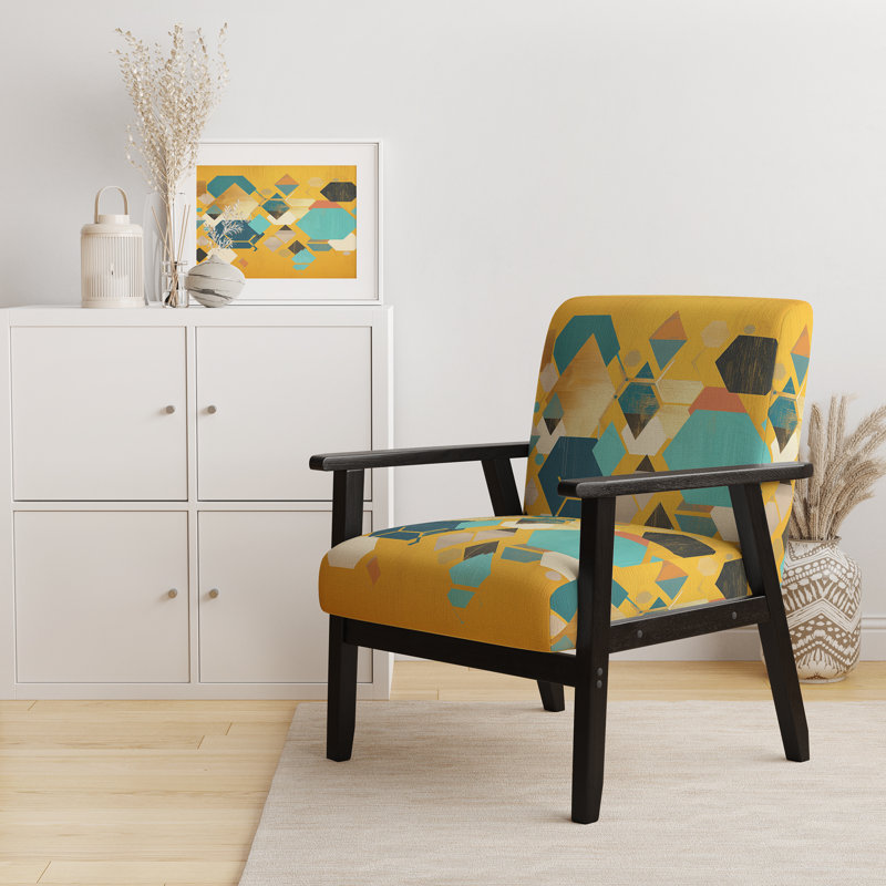 Fauteuil d'appoint rembourré Geometric Hexagons, Mélange de polyester jaune