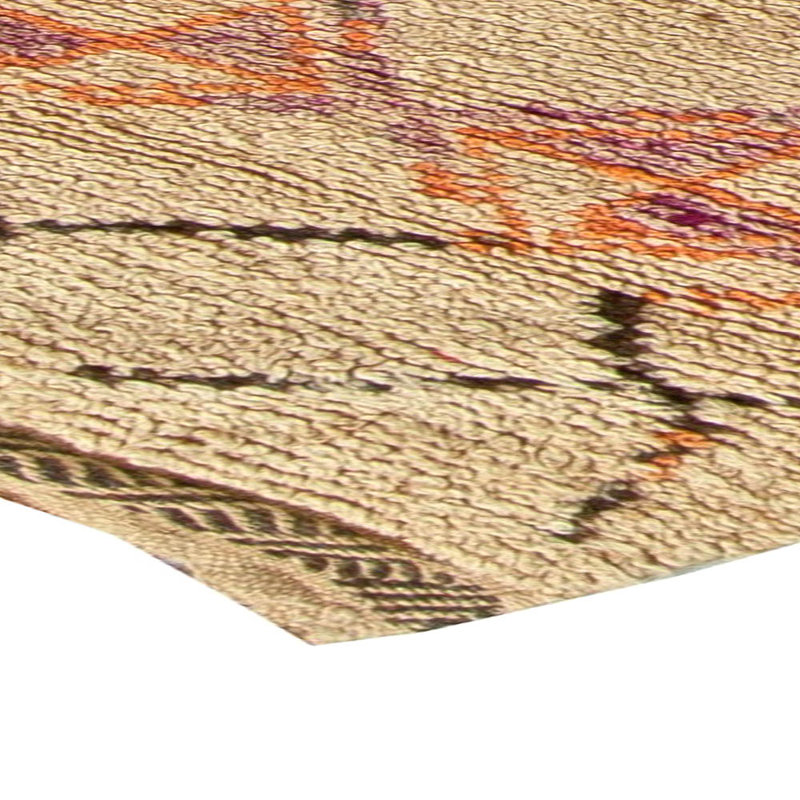One-of-a-Kind 5'7" X 12'1" 1940s Runner Wool Area Rug in Beige