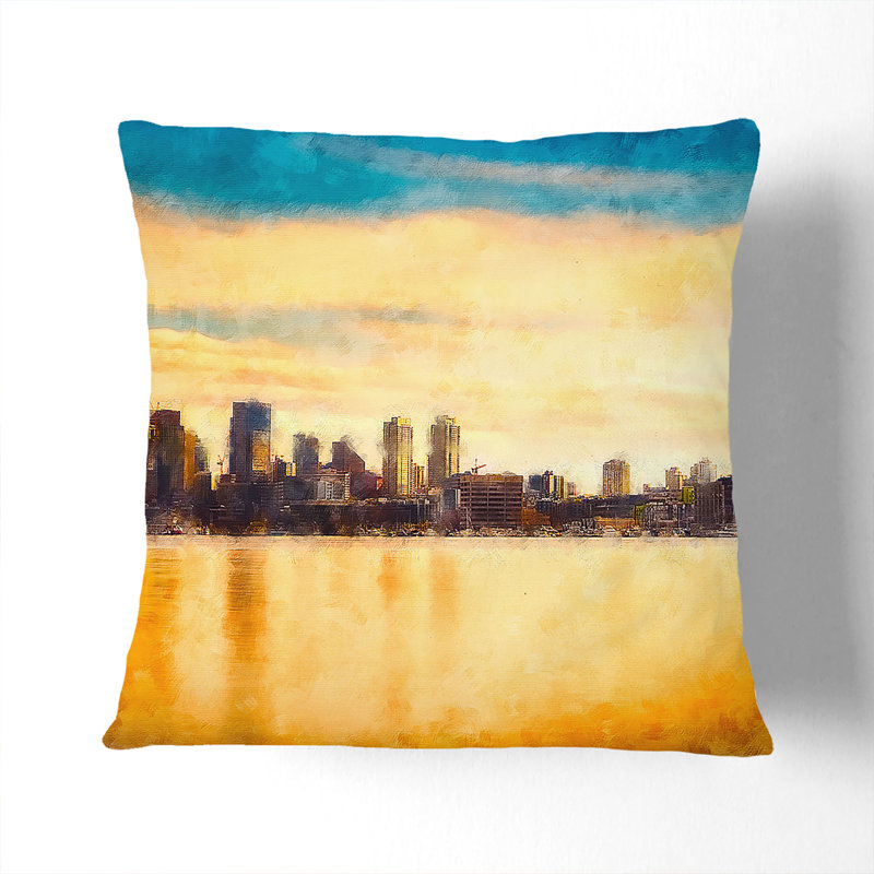 Reflection of the Seattle Skyline Cushion with Filling, 55cm H x 55cm W x 20cm D