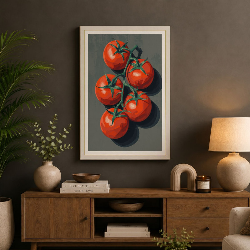 Tomato Study Modern - Wrapped Canvas, 18x12 - 45.7 x 30.5 cm, Teal Border